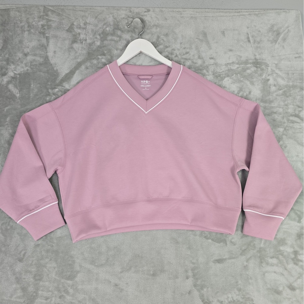 Abercrombie & Fitch YPB neoKNIT Crop Boxy Sweatshirt Small Purple Oversized